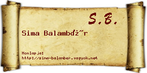 Sima Balambér névjegykártya